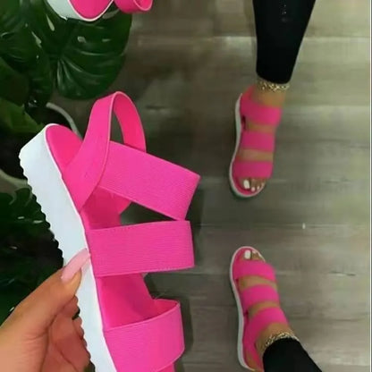 Women Sandals New Flat Heel Platform Cross Strap Open Toe Plus Size Outdoor Sport Beach Casual Shoes on Offer