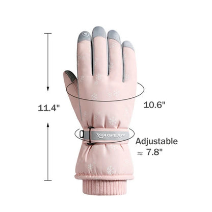 Men Women Skiing Gloves Warm Outdoor Camping Gloves Plush and Thickened Anti Slip Winter Durable Printed Sports Accessories