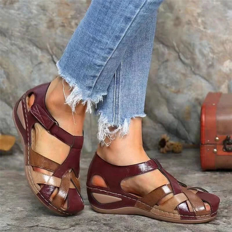 Ladies Sandals Summer Women's Shoes Large Size Wedge Sandals Bunch Foot Casual Printed Sandals Ladies sandals for women