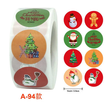 50-500pcs Cartoon Merry Christmas Sticker Santa Claus Tree Paper Label New Year Cute Snowman Stationery Stickers For Kids Gift