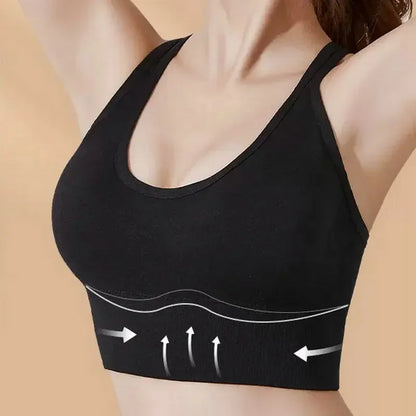 Shockproof Buckle Sports Bra Women Padded Gather Yoga Bra Push Up Gym Running Bra Seamless Workout Fitness Bra Top