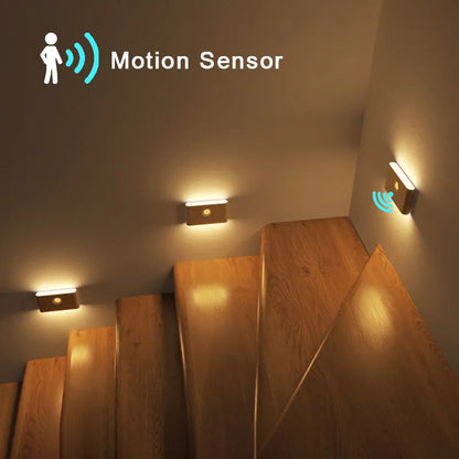 Smart Linkage Motion Sensor Night Light Rechargeable Wireless Magnetic LED Induction Lamp Wall Home Bedroom Kitchen Staircase