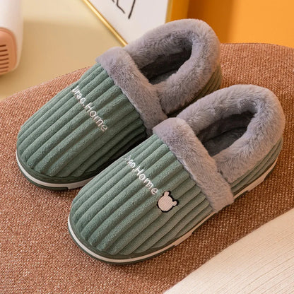 Women Men Couples Home Slippers New Fashion Warm Winter Furry Soft Short Plush Slipper Non Slip Bedroom Slides Indoor Shoes