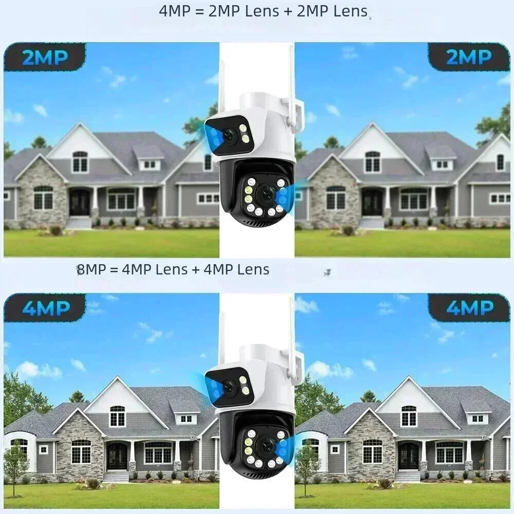 8MP 4K PTZ WiFi IP Camera Security Protection Dual Lens Screen Color Night Vision Auto Track CCTV Surveillance Camera ICSEE APP