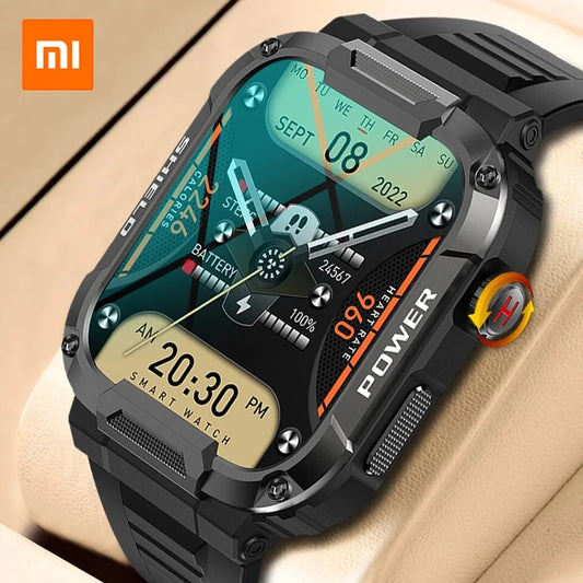 XIAOMI 2023 Rugged Military Smart Watch Men For Android IOS Ftiness Watches Waterproof 1.85'' AI Voice Bluetooth Call Smartwatch