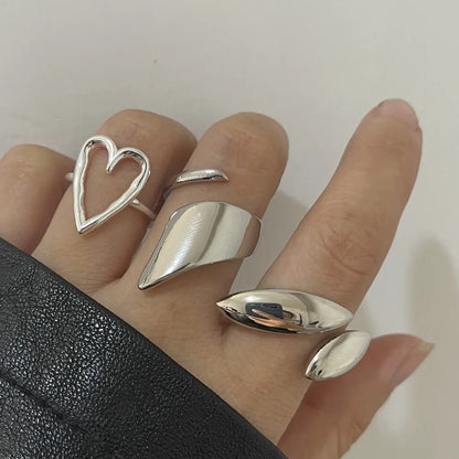 925 Sterling Silver Heart Wide Open Rings For Women Wedding Engagement Luxury Designer Jewelry Accessories Party Birthday Gift