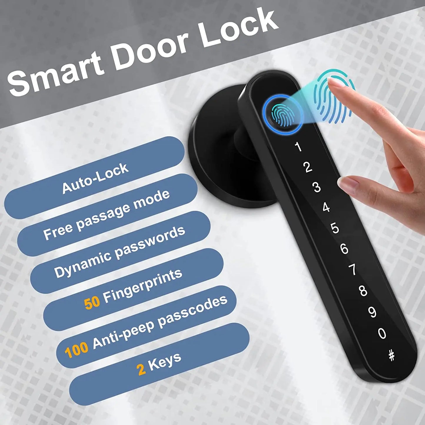 Tuya Biometric Fingerprint Smart Door Lock Password Electronic Digital Lock Keyless Entry Door Knobs lock for Bedroom Home