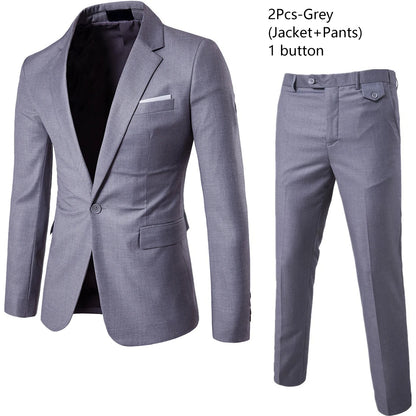 Men Blazers Set Wedding 3 Pieces Elegant 2 Suit Luxury Full Coat Pants Design Latest Vest Business 2023 Slim Fit Jacket Trousers - MAGNET MARKET