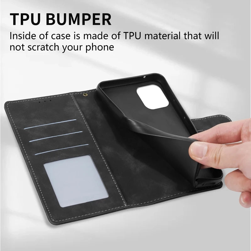 Wallet Hand Rope Magnetic Flip Leather Case For iPhone 15 14 Pro Max 13 Pro 13 12 Mini 11 SE 2022 X XS XS Max XR 8 7 6 6S Plus