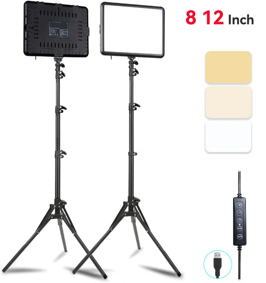 LED Video Light Dimmable Photography Continuous Lighting Adjustable Tripod Stand Portable Fill Light for Photo Studio Shooting