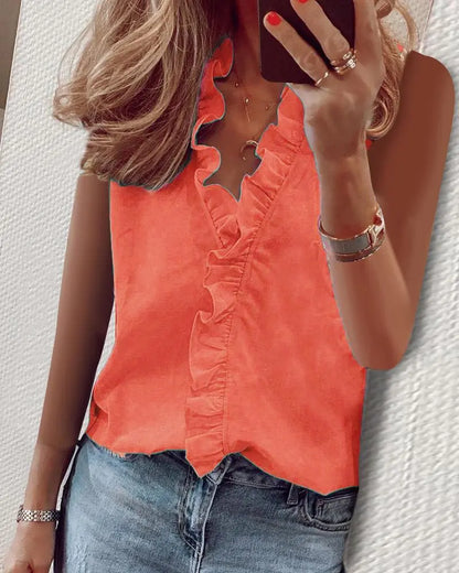 Elegant Women Blouse Fashion Vest Shirt 2023 Spring/Summer V-Neck Shirt Office Lady Casual Tops S-5XL