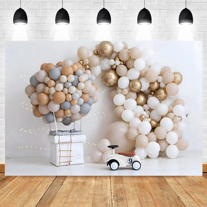 Newborn Baby 1st Birthday Party Photography Backdrop Balloons Boy and Girl Photographic Cakesmash Background Photo Studio Props