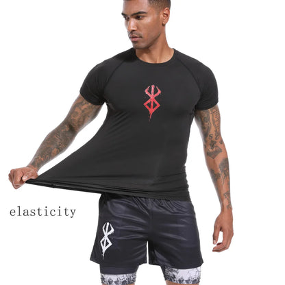 Men's Compression Tshirt Long Sleeve Anime Berserk Guts Sport Quick Dry TShirts Athletic Gym Tight Undershirts  Tops Tee Male