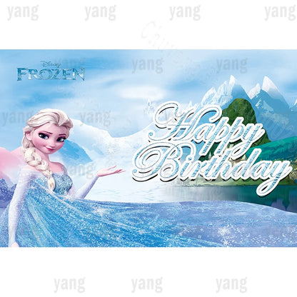 Disney Winter Ice Frozen Snowflake Castle Backdrop Elsa Anna Snow Queen Princess Girls Birthday Party Decor Photo Background