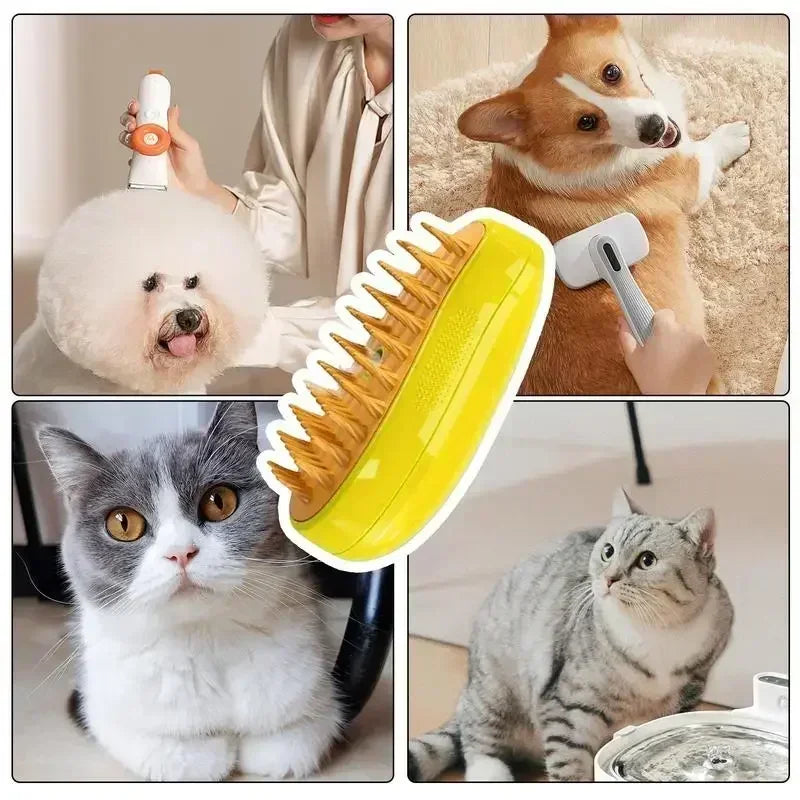 3-in-1 Electric Steamy Pet Brush - Multifunctional Grooming and Massage Tool for Happy, Healthy Pets! - MAGNET MARKET