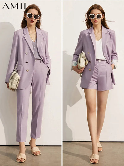 Amii Minimalism Spring Blazers Women Suit Jacket Office Lady Lapel Blazer Loose Pants Sold Separately Female Clothing 12140122